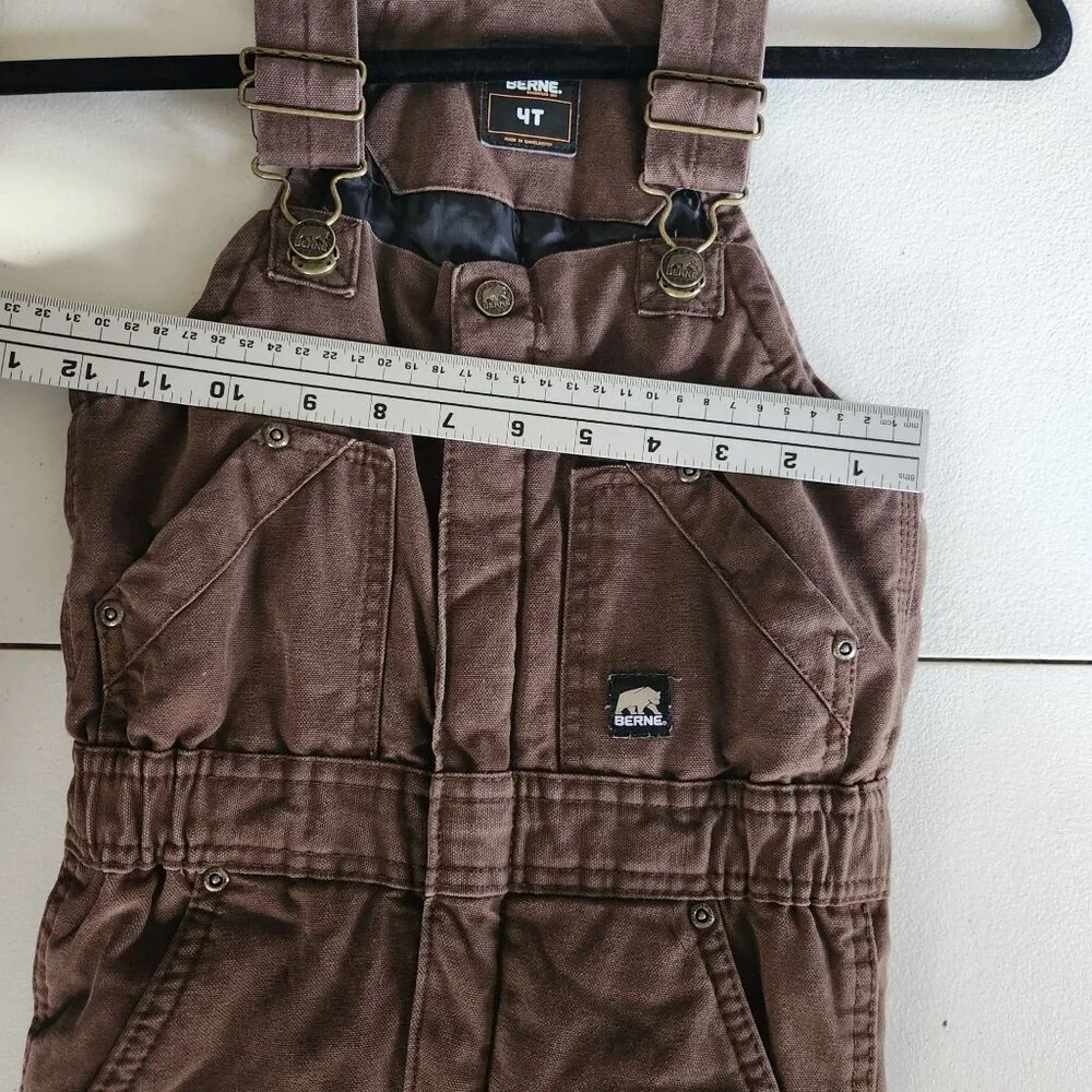 Berne Workwear 4T Brown Canvas Insulated Kids Overalls
